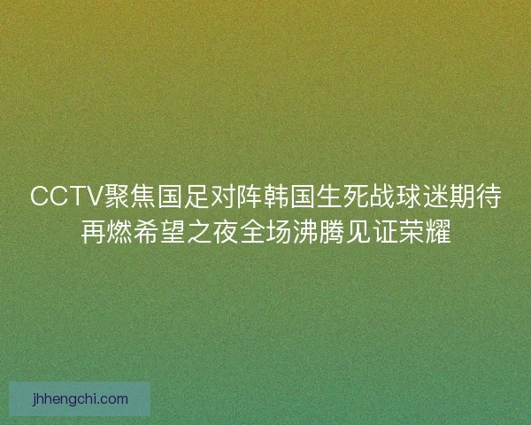 CCTV聚焦国足对阵韩国生死战球迷期待再燃希望之夜全场沸腾见证荣耀
